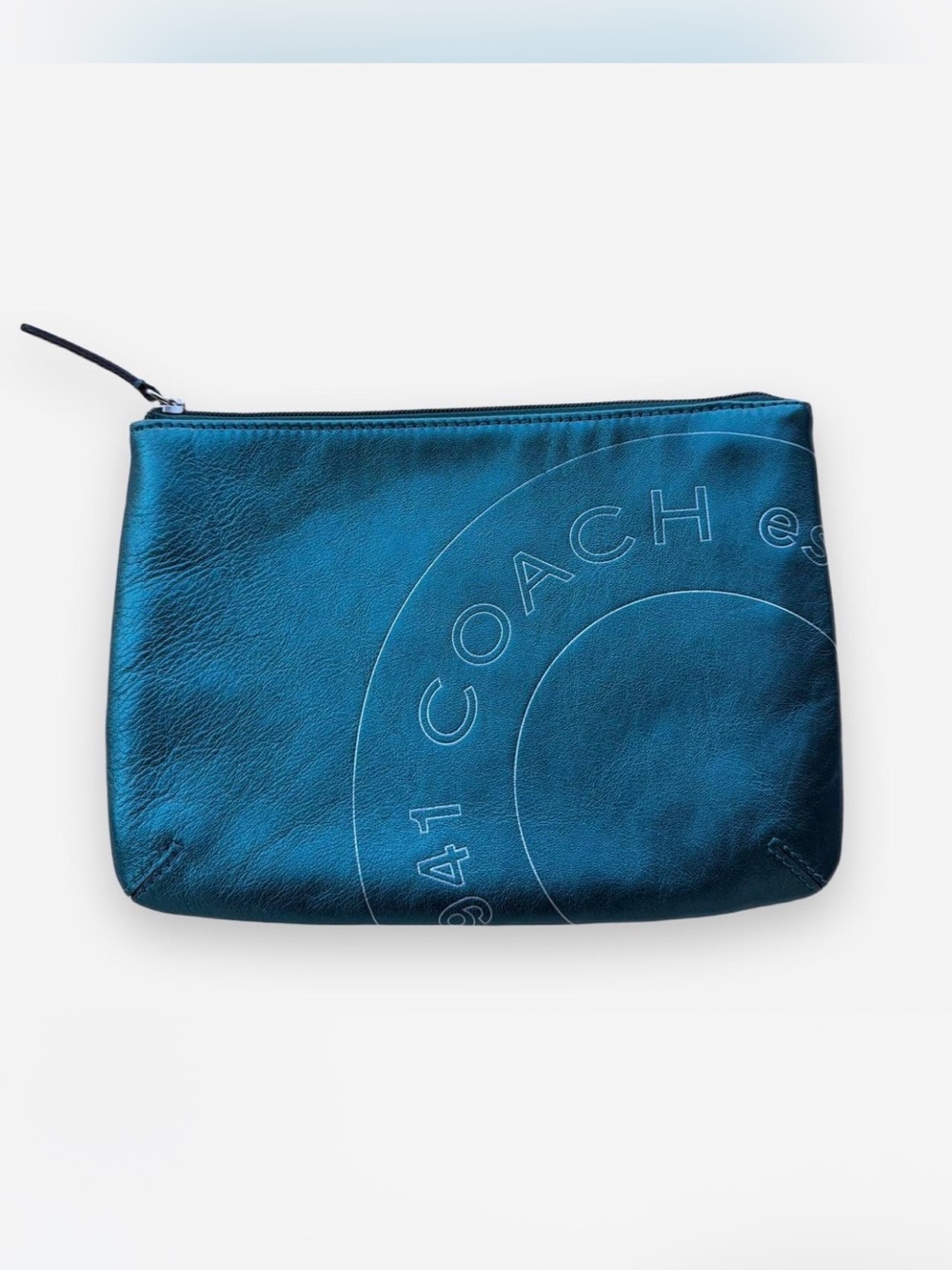 NEW Coach Metallic Foil Chubby Pouch Teal